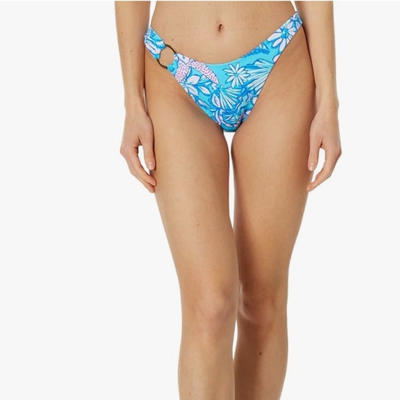 Lilly Pulitzer Kylen Bikini Bottom Amalfi Blue Sound the Sirens - Picture 3 of 15